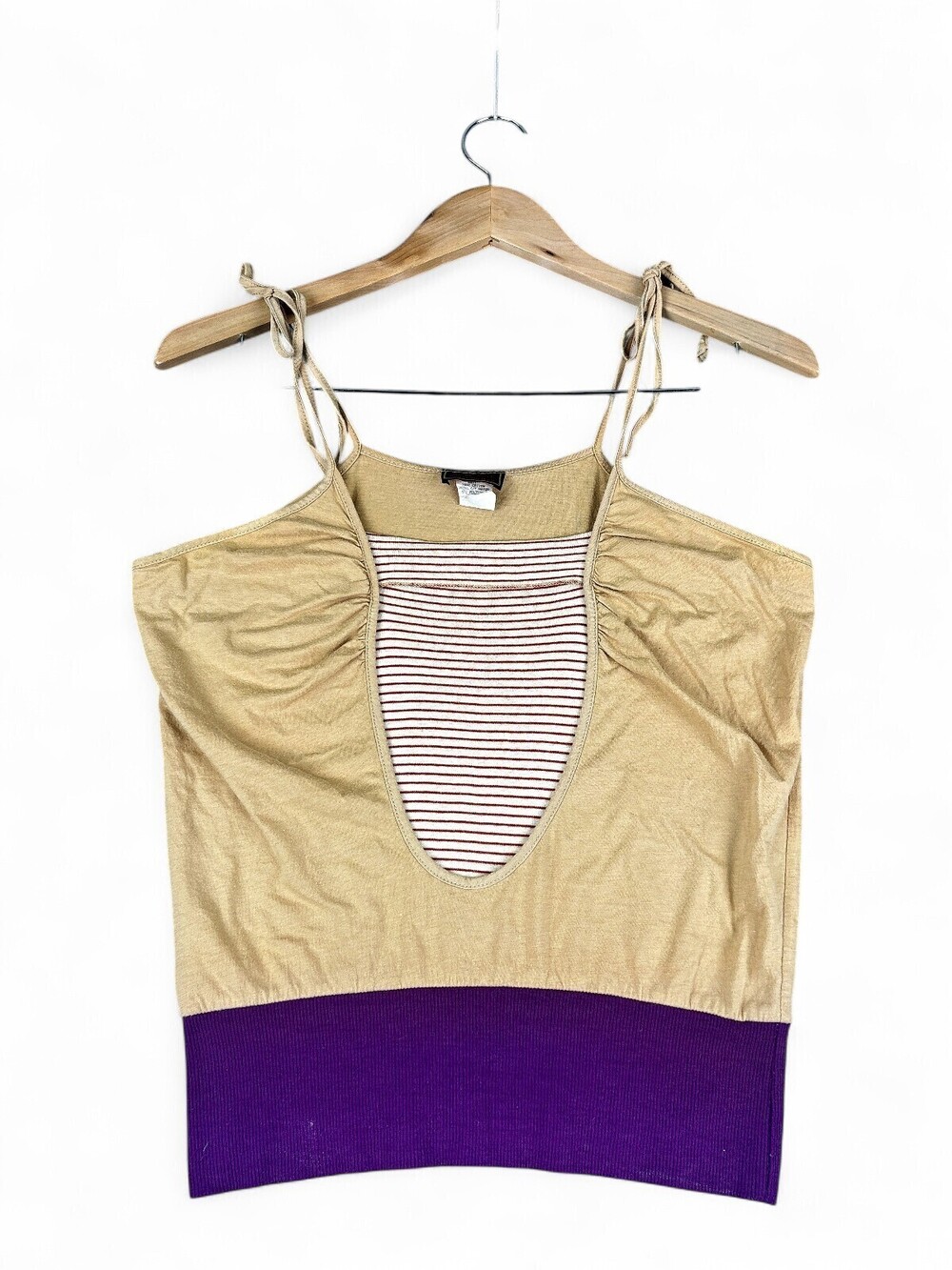 Nisa Tie-Shoulder Scoop Tank Top Striped Inset S